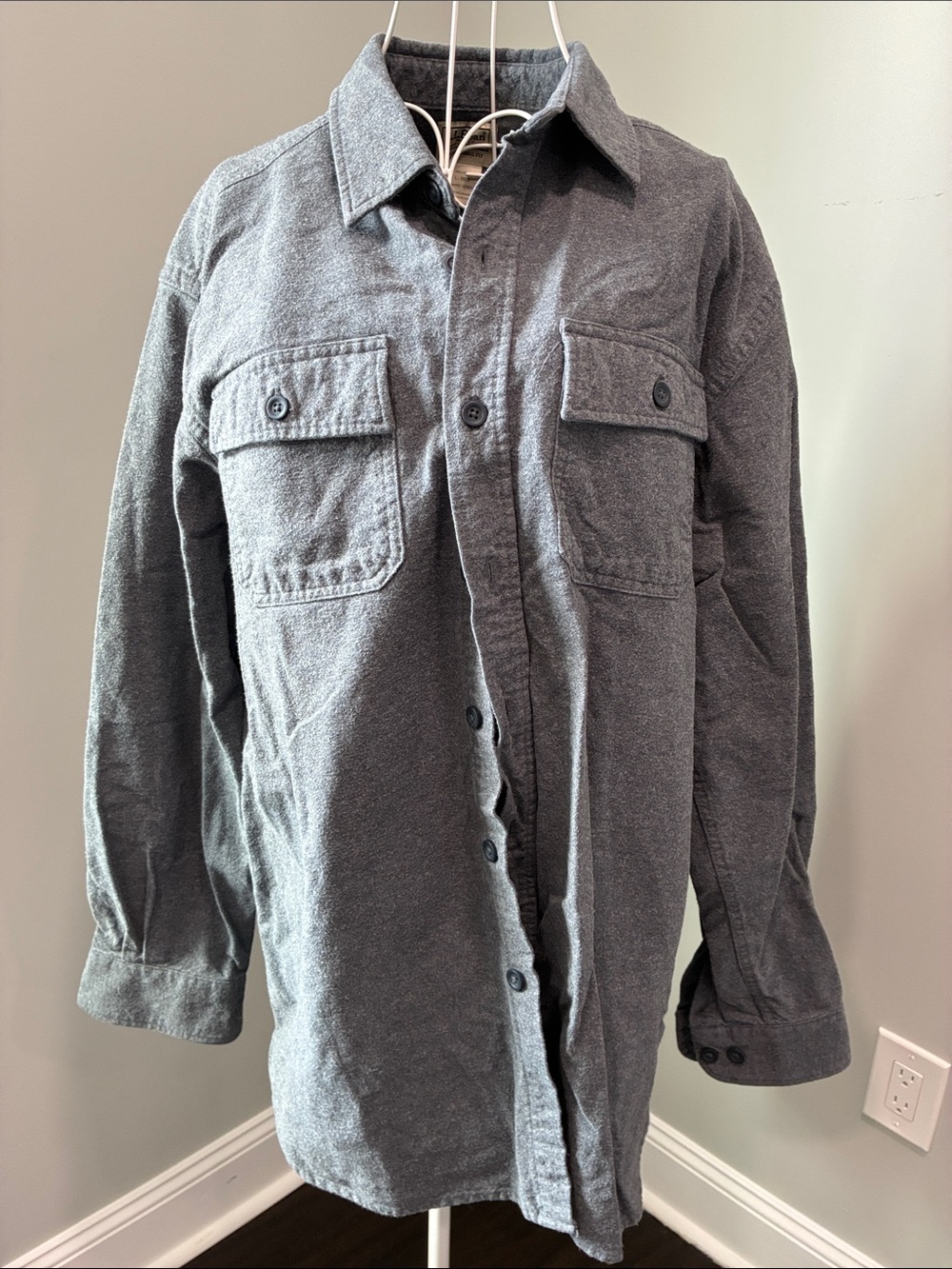 L.L. Bean Charcoal Gray Lightweight Button-Up Shirt Jacket